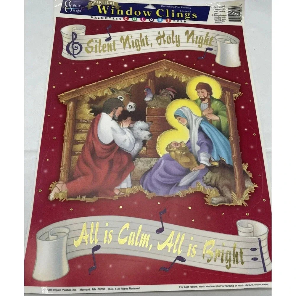 Vintage Window Decorations - Silent Night - Spiritual Clings - Lord Theme New